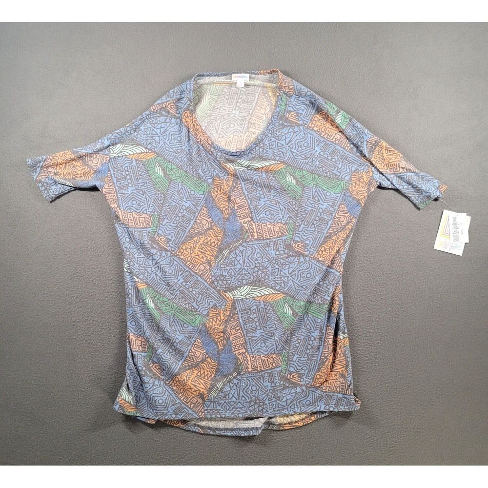 LuLaRoe Irma Tunic Shirt Womens S Multicolor Geometric Short Sleeve Casual NEW